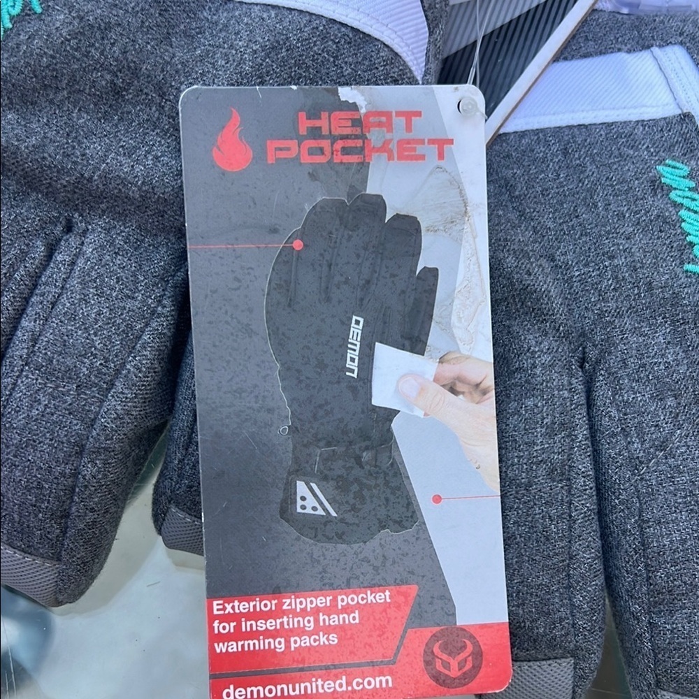 Gray Waterproof Snow Gloves View 2